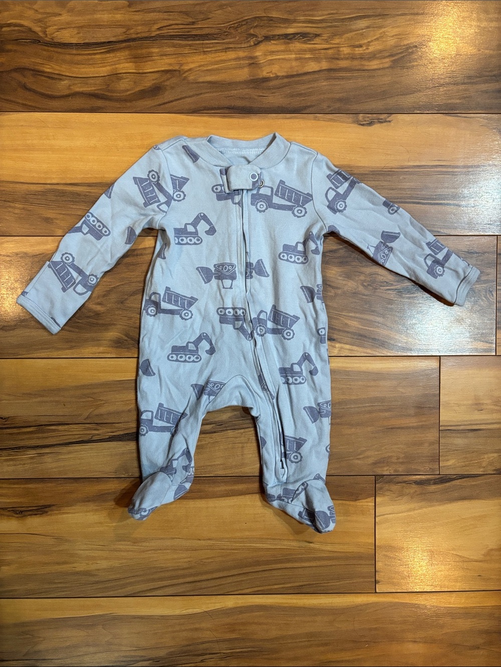 Carter's Light Gray Footed One-Piece with Truck Print